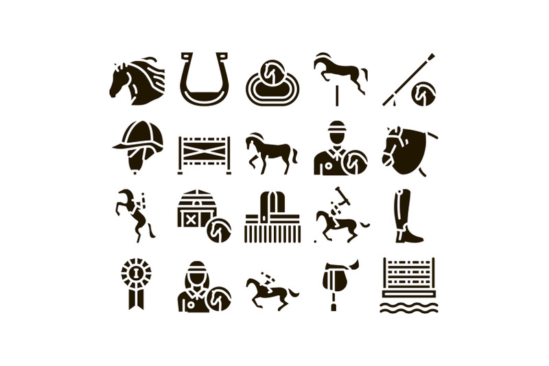 equestrian-animal-glyph-set-vector