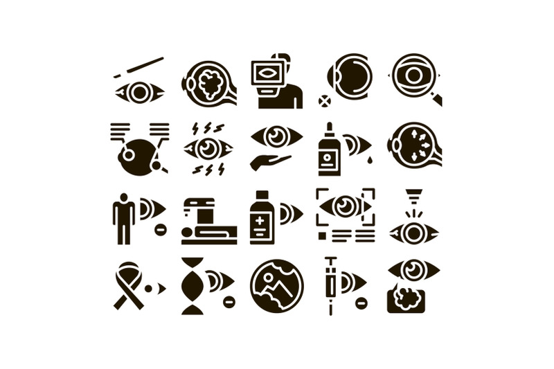 glaucoma-ophthalmology-glyph-set-vector