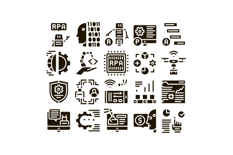 rpa-robotic-process-automation-icons-set-vector