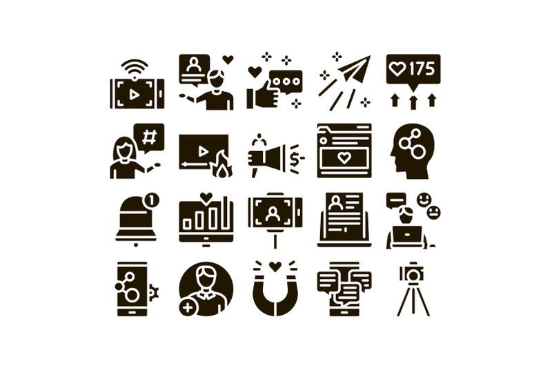 blogger-internet-social-channel-icons-set-vector