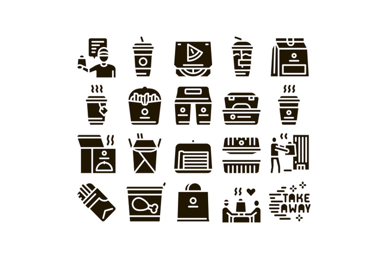 take-away-food-and-drink-delivery-icons-set-vector