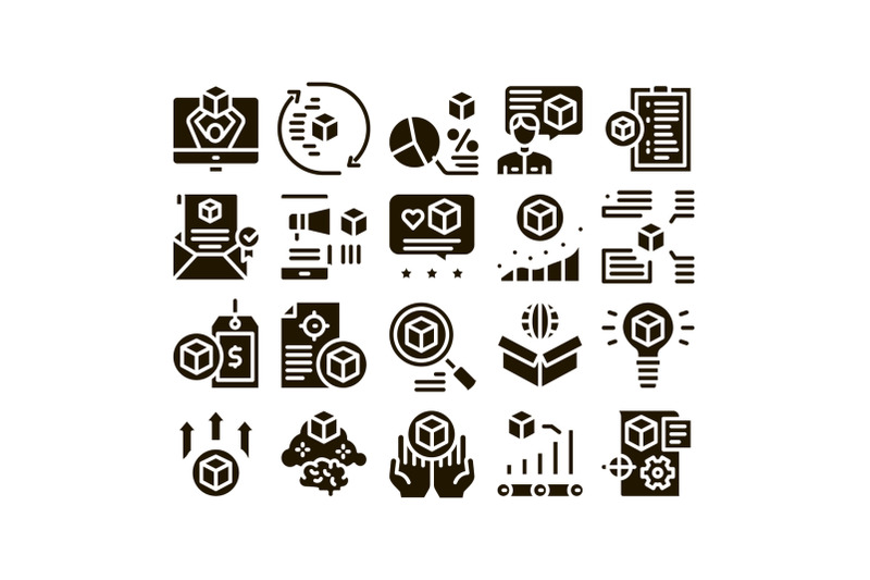 product-manager-work-glyph-set-vector