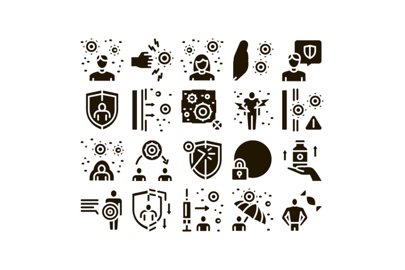 immunity-human-biological-defense-icons-set-vector