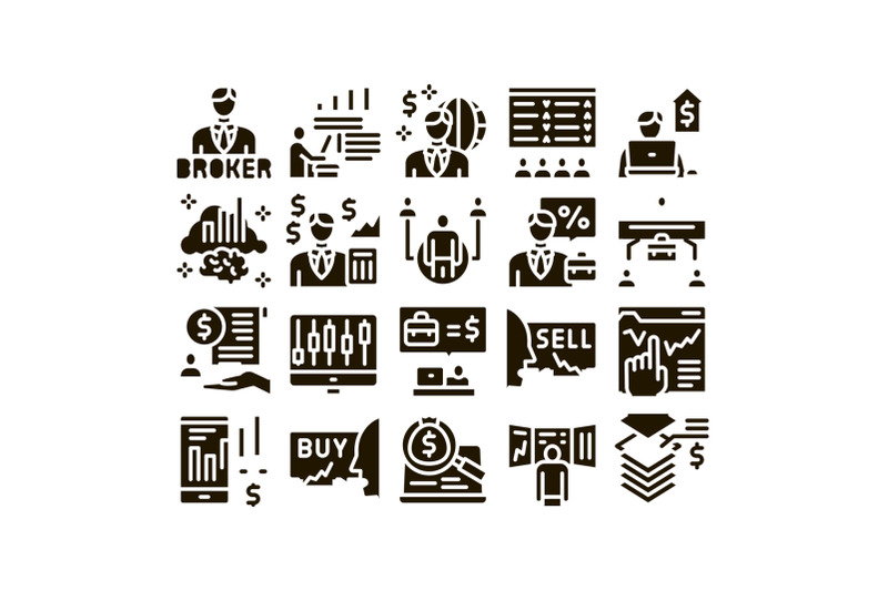 broker-advice-business-glyph-set-vector