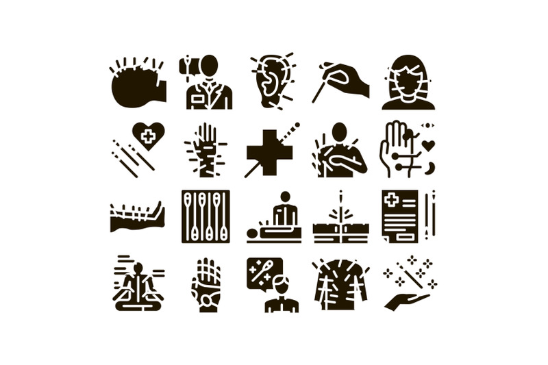 acupuncture-therapy-glyph-set-vector