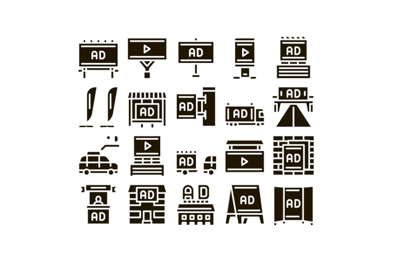 outdoor-media-advertising-promo-icons-set-vector