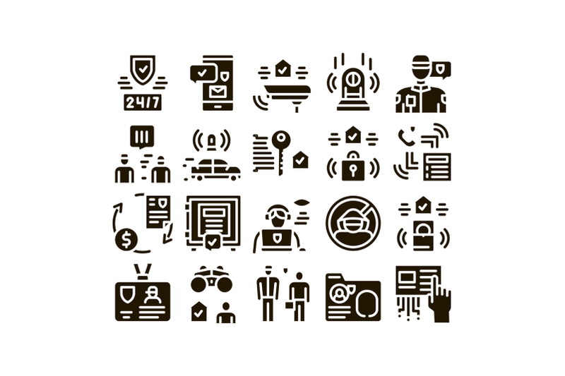 security-agency-property-protect-icons-set-vector