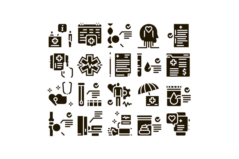 health-checkup-medical-glyph-set-vector