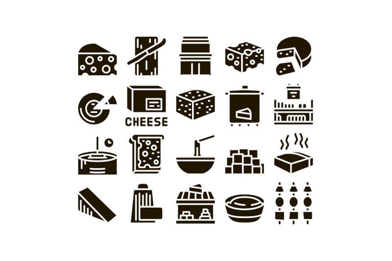 cheese-dairy-food-glyph-set-vector