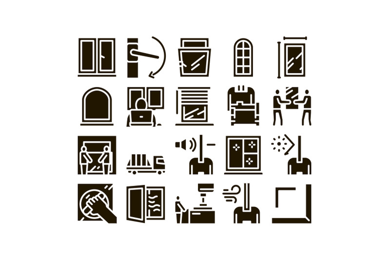 pvc-window-frames-glyph-set-vector