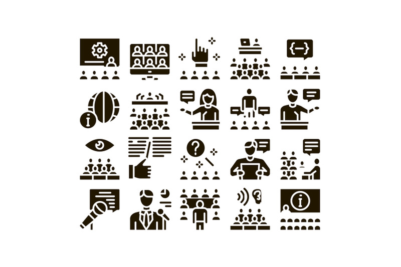 seminar-conference-glyph-set-vector