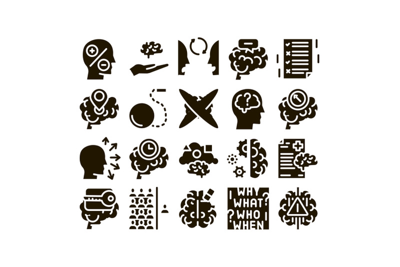 dementia-brain-disease-glyph-set-vector