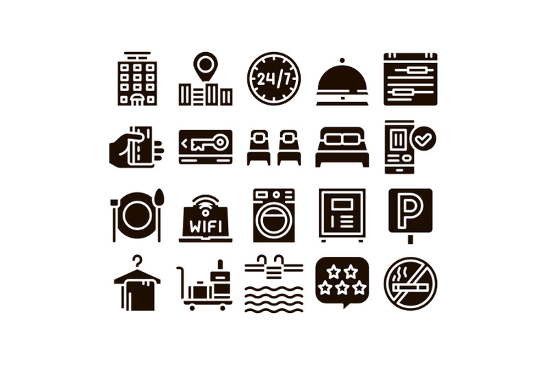 hostel-elements-vector-sign-icons-set