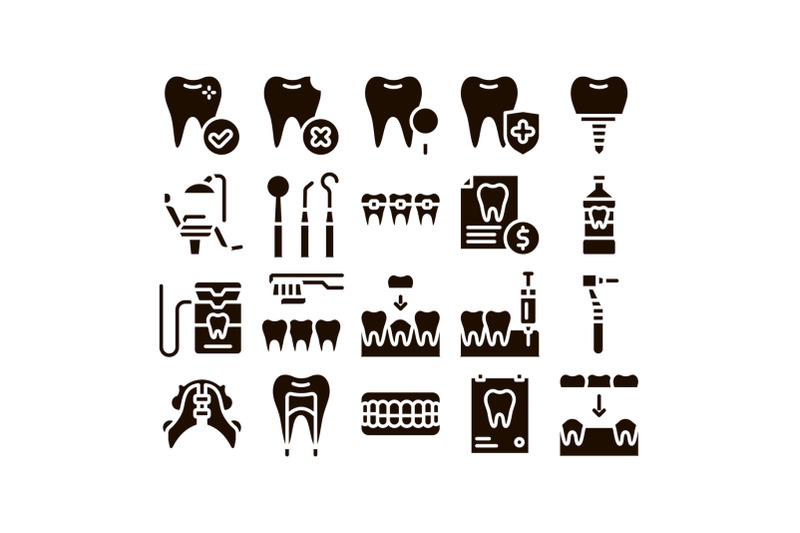 stomatology-collection-glyph-icons-set-vector