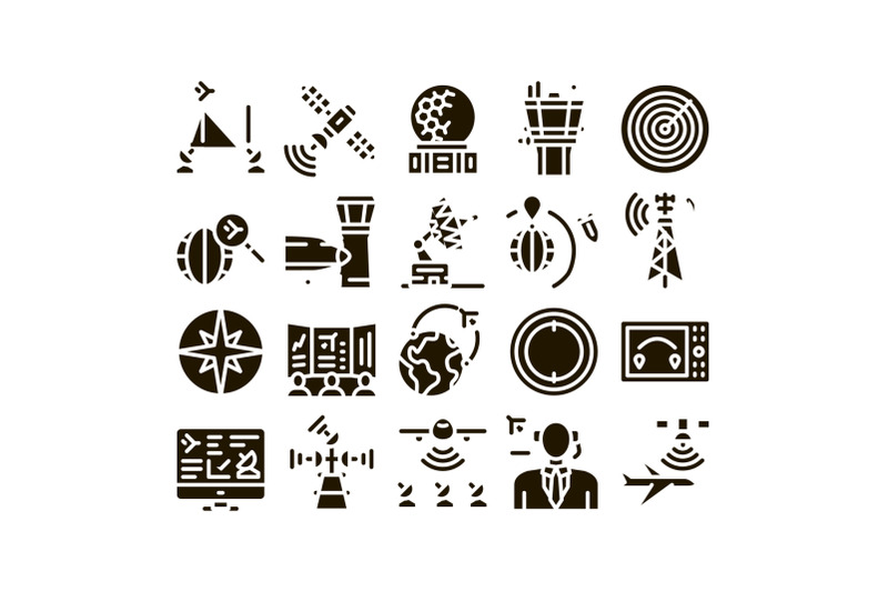 air-navigation-tool-glyph-set-vector