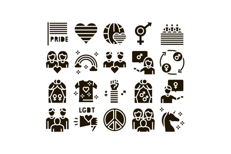 lgbt-homosexual-gay-glyph-set-vector