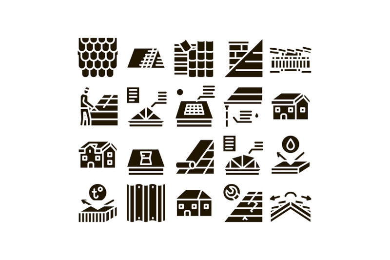 roof-housetop-material-glyph-set-vector