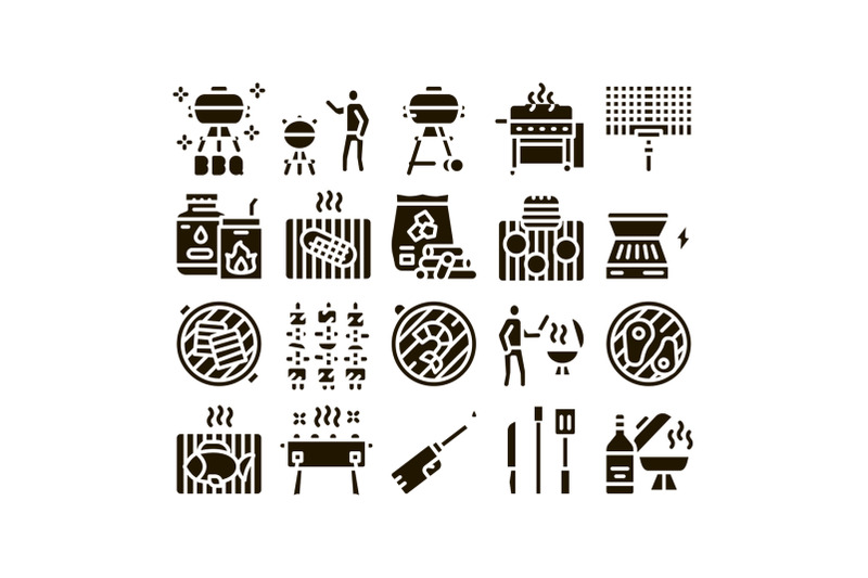 bbq-barbecue-cooking-glyph-set-vector