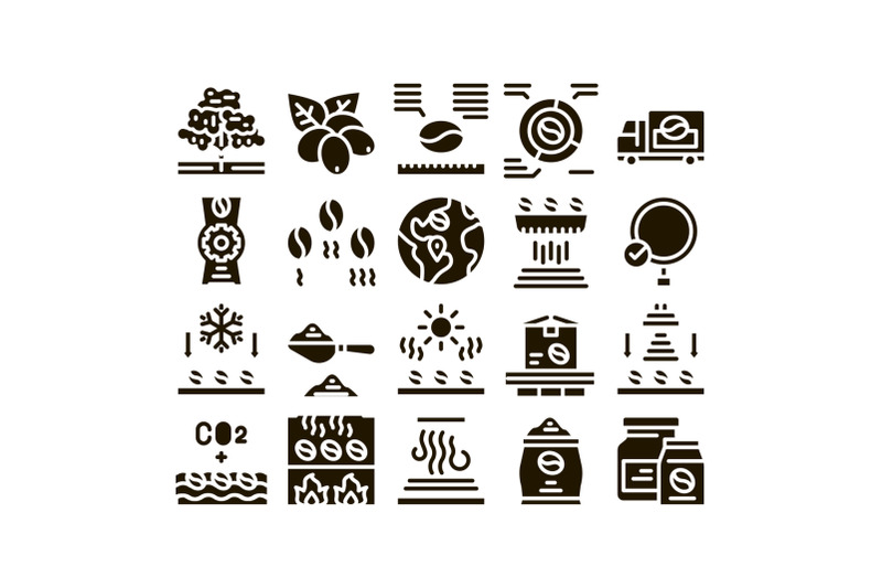 coffee-production-glyph-set-vector-illustrations