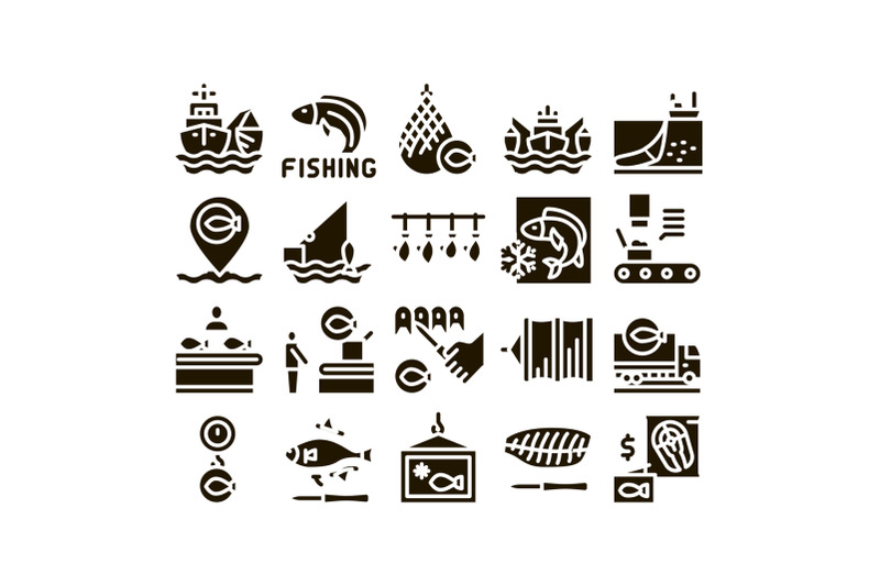 fishing-industry-business-process-icons-set-vector