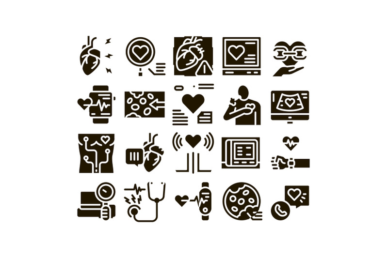 hypertension-disease-glyph-set-vector