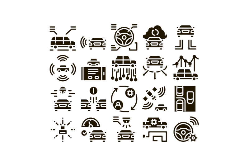 smart-car-technology-glyph-set-vector