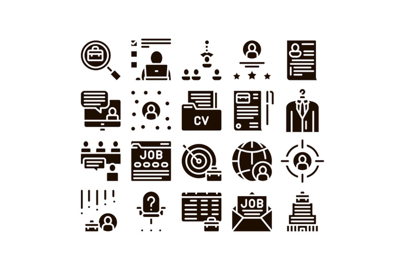job-hunting-collection-elements-vector-icons-set