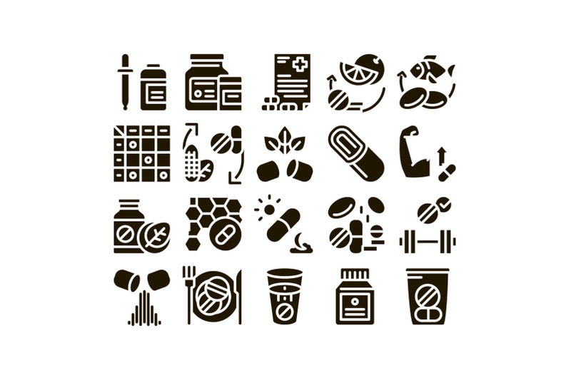 supplements-collection-elements-icons-set-vector