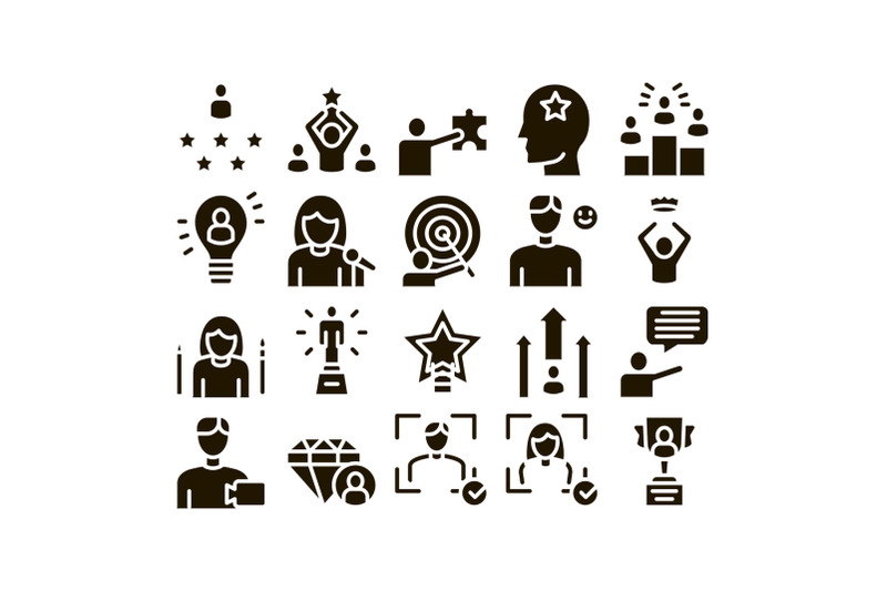 human-talent-collection-elements-icons-set-vector