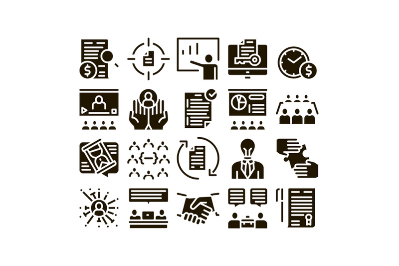 contract-collection-elements-icons-set-vector