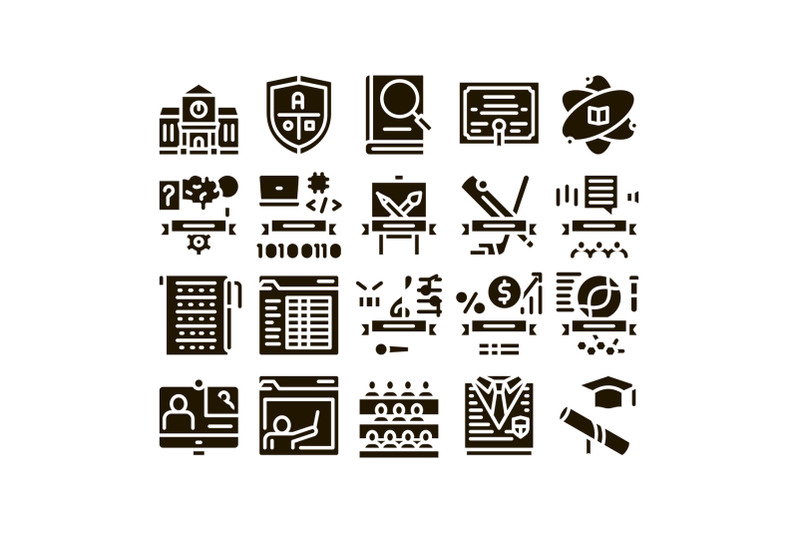 academy-educational-glyph-set-vector