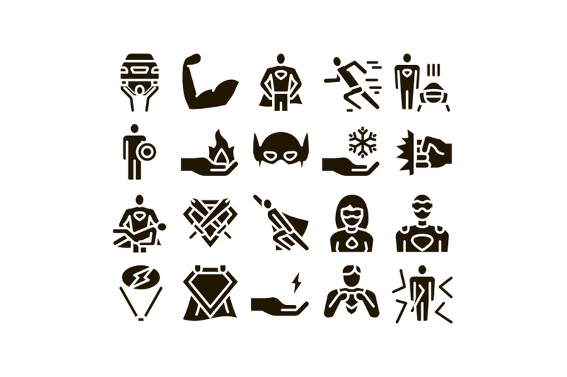 super-hero-glyph-elements-icons-set-vector