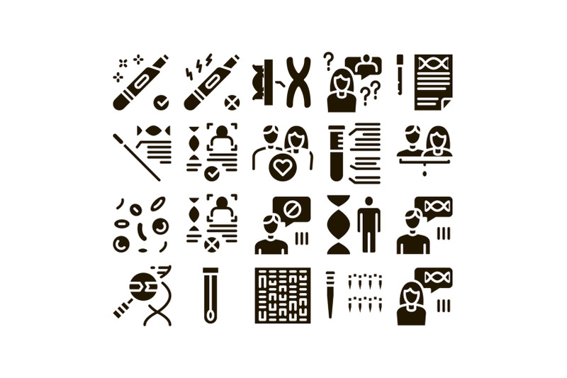 paternity-test-dna-glyph-set-vector