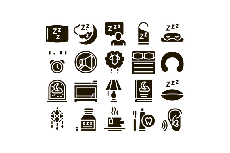 sleeping-time-devices-glyph-set-vector