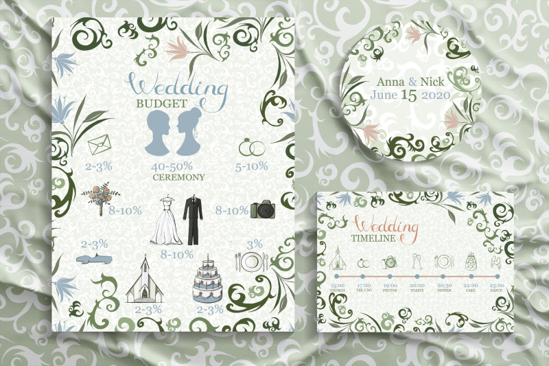 green-wedding-invitation-cards-vector