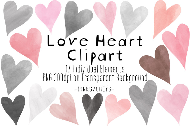 pink-amp-grey-hearts-clipart-watercolor-love-hearts-png-valentines
