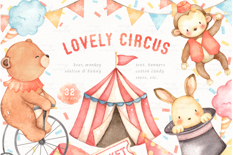 lovely-circus-watercolor-clip-arts