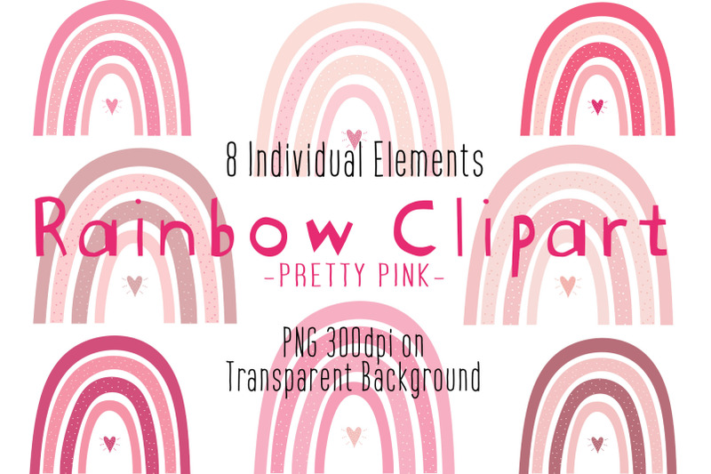 pink-rainbow-clipart-boho-rainbows-baby-girl-nursery-valentines-png
