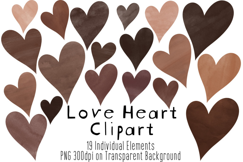 watercolor-love-hearts-clipart-brown-nude-skin-tones-png