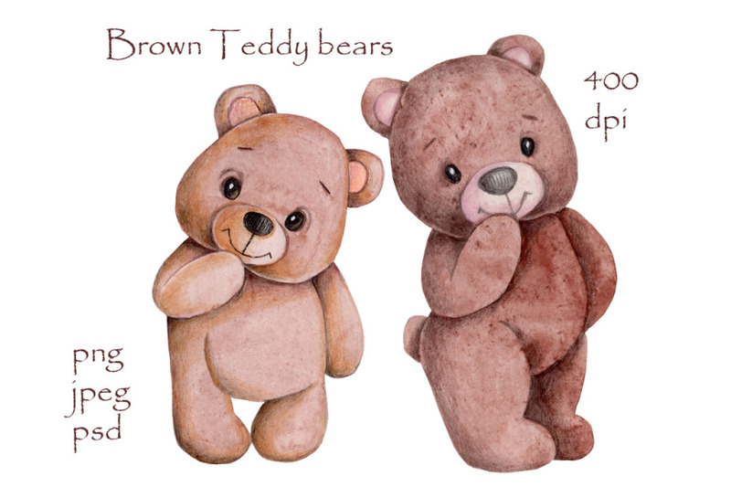 two-brown-teddy-bears-watercolor