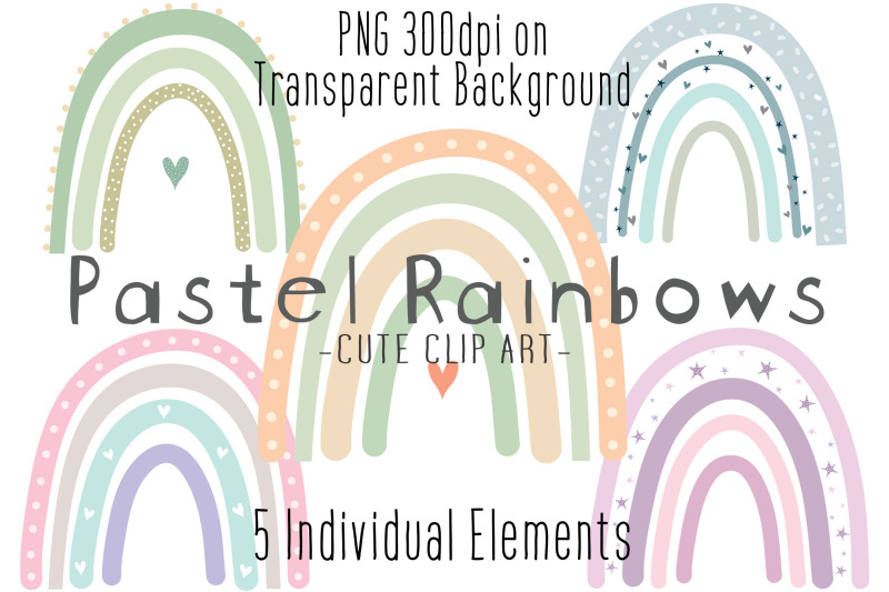 pastel-rainbow-clipart-boho-cute-baby-nursery-clipart-png