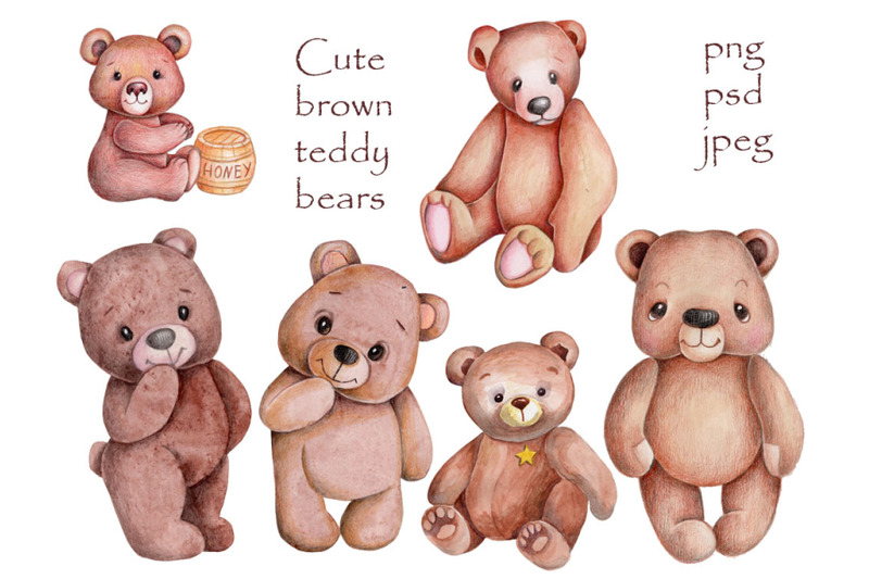 set-of-cute-brown-teddy-bears-illustrations