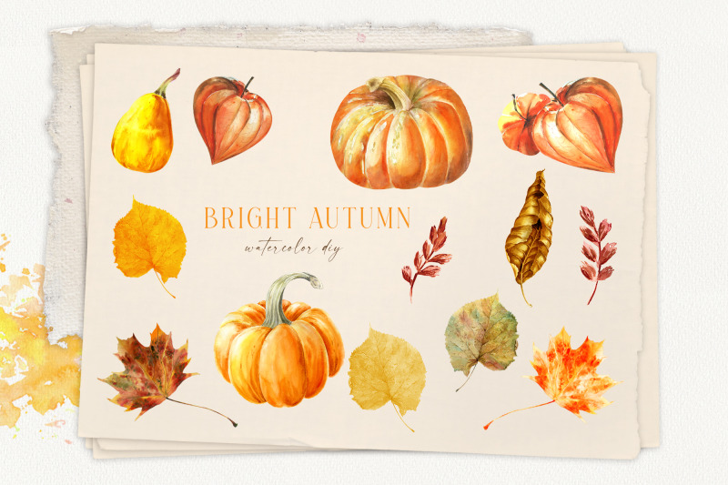 autumn-watercolor-leaves-clipart-pumpkin-clipart-fall-watercolor