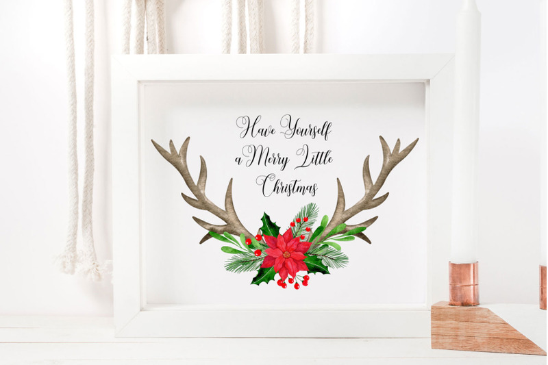 christmas-floral-arrangement-with-antlers-poinsettia-winter-clipart