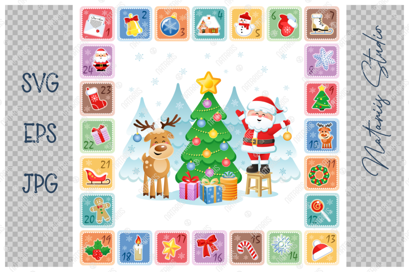 digital-christmas-set-with-funny-santa-and-deer