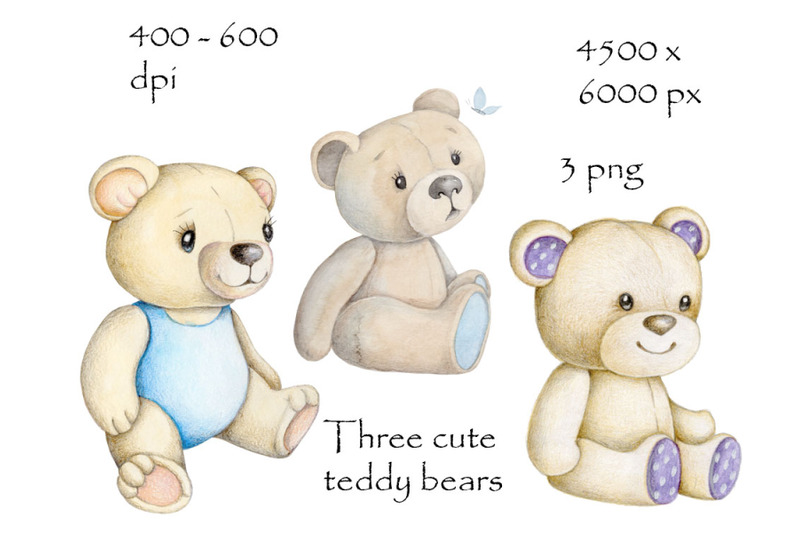 three-cute-beige-teddy-bears-watercolor