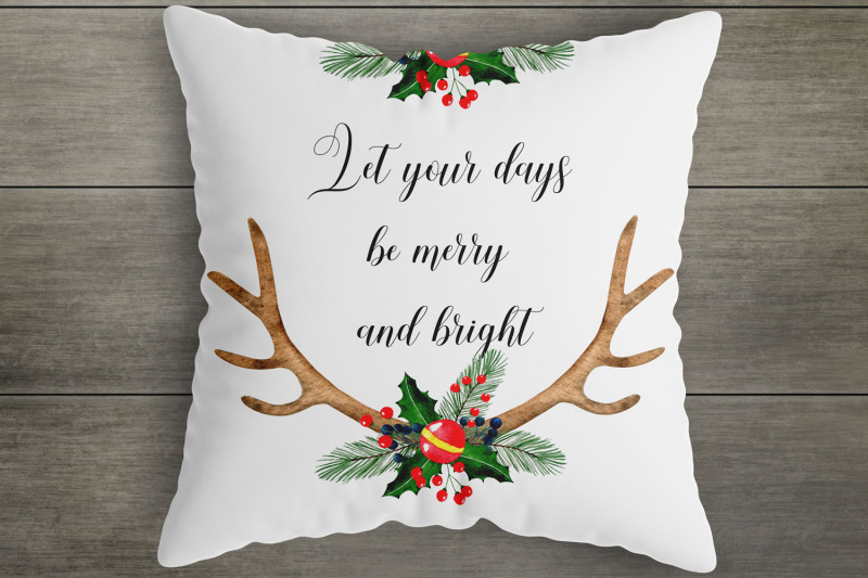 christmas-arrangement-with-antlers-evergreens-and-jingle