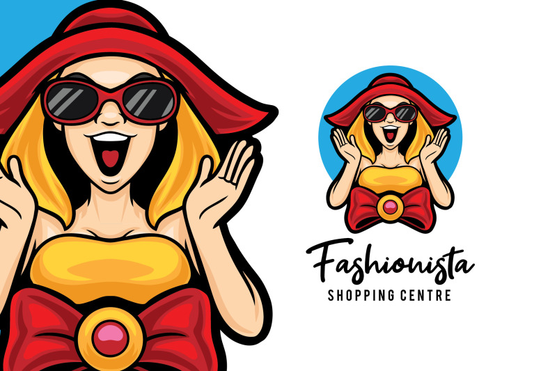 fashion-girl-mascot-logo-template
