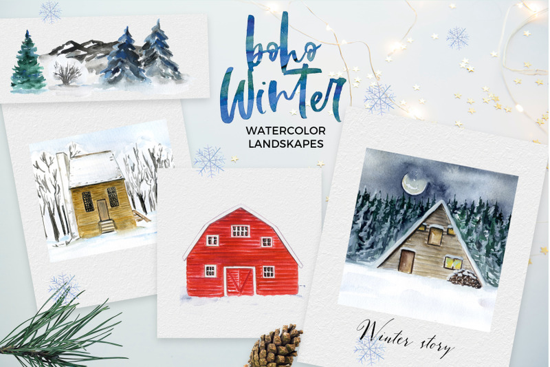 boho-winter-amp-christmas-watercolor-illustrations