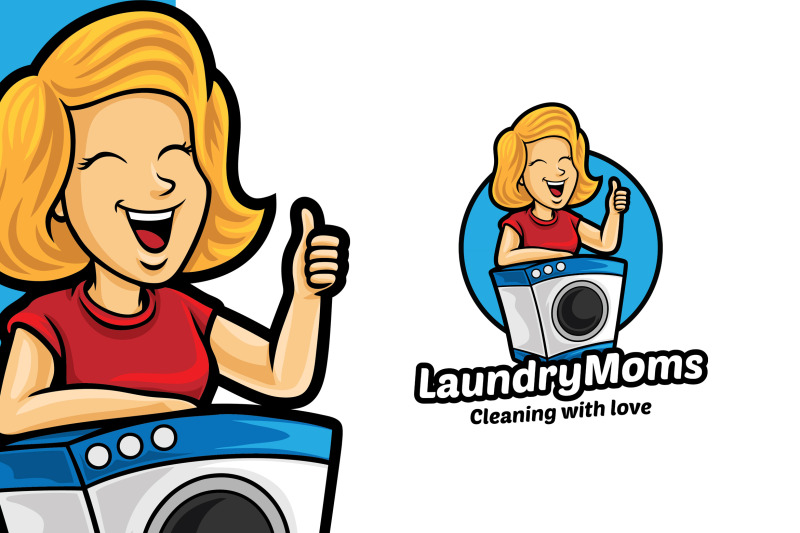 laundry-mom-mascot-logo-template